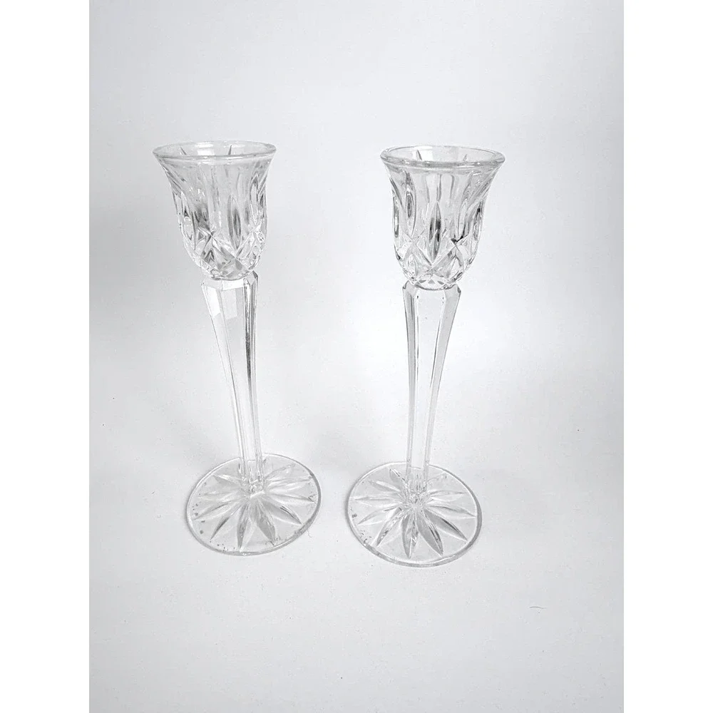 Vintage‎ Gorham Lady Anne Crystal Candlesticks Pair Lead Crystal Germany Wedding
